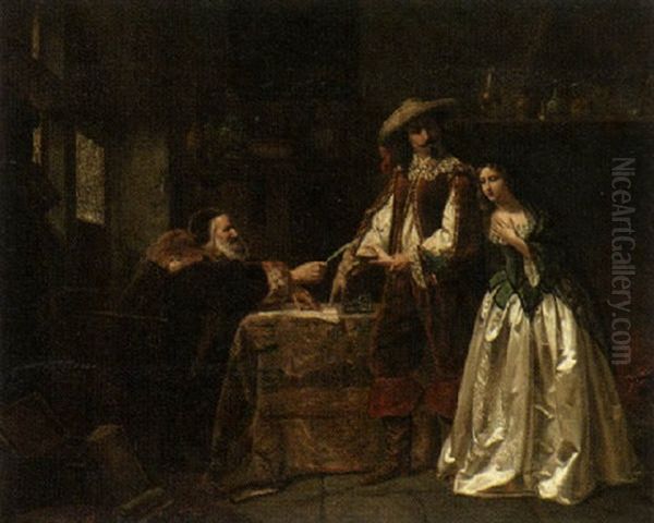 Signing The Contract Oil Painting by Philipp Lindo