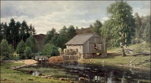 Vanha Mylly Oil Painting by Axel Hjalmar Lindqvist
