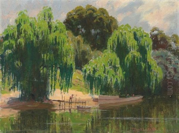 On The Hawkesbury At Sackville Oil Painting by Perceval Charles (Percy) Lindsay