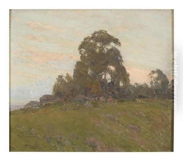 Evening Housed In Original S.a. Parker Frame Oil Painting by Perceval Charles (Percy) Lindsay