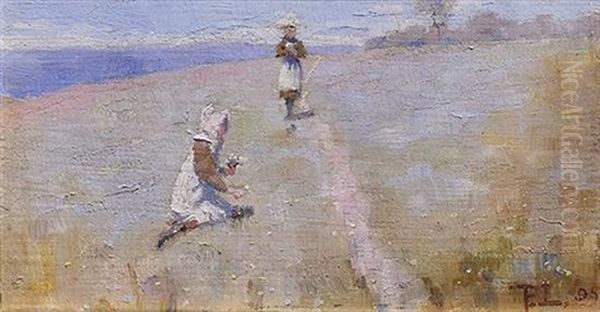 Picking Flowers Oil Painting by Perceval Charles (Percy) Lindsay