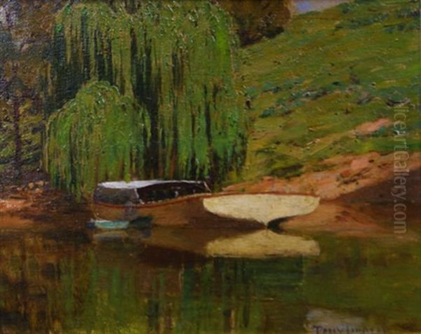 Willows On The Hawkesbury River Oil Painting by Perceval Charles (Percy) Lindsay