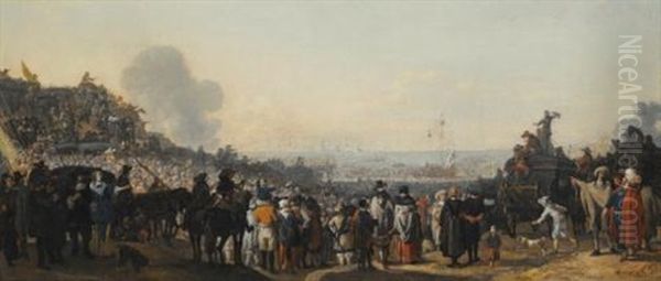 The Departure Of King Charles Ii From Scheveningen For England Oil Painting by Johannes Lingelbach