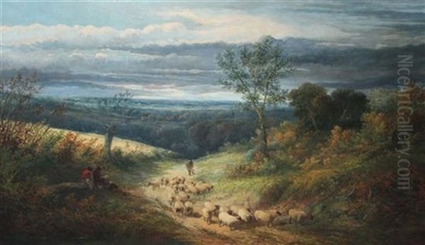 A Rest By The Wayside Oil Painting by William Linnell