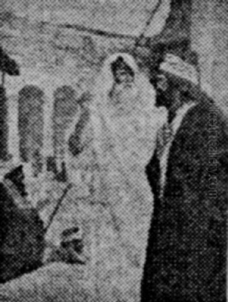 Conversation On The Plaza Oil Painting by Corwin Knapp Linson