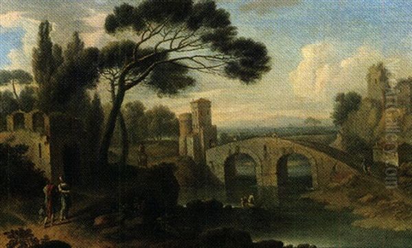 Paysage Fluvial De La Campagne Italienne Oil Painting by Hendrick Frans van Lint