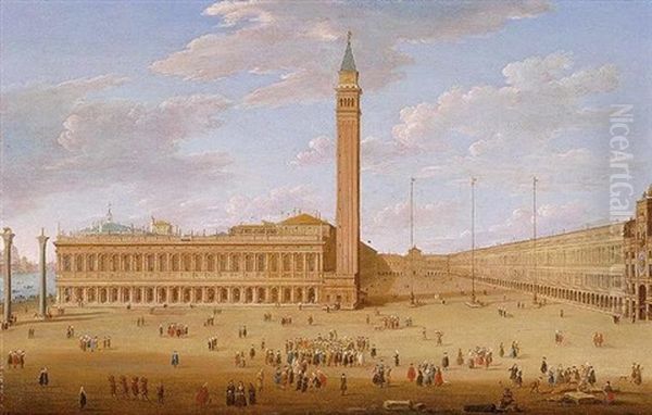 The Piazza San Marco With The Piazetta, Venice Oil Painting by Hendrick Frans van Lint