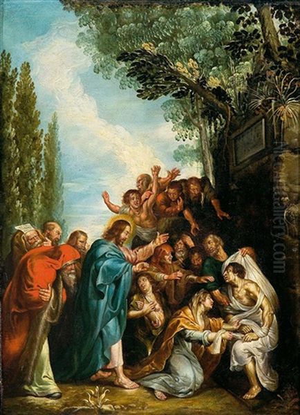 La Resurreccion De Lazaro (after Rubens) Oil Painting by Peter Van Lint