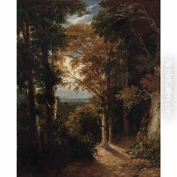 A View Of A Grove From Lord Northwick's Villa At Harrow Oil Painting by William Linton