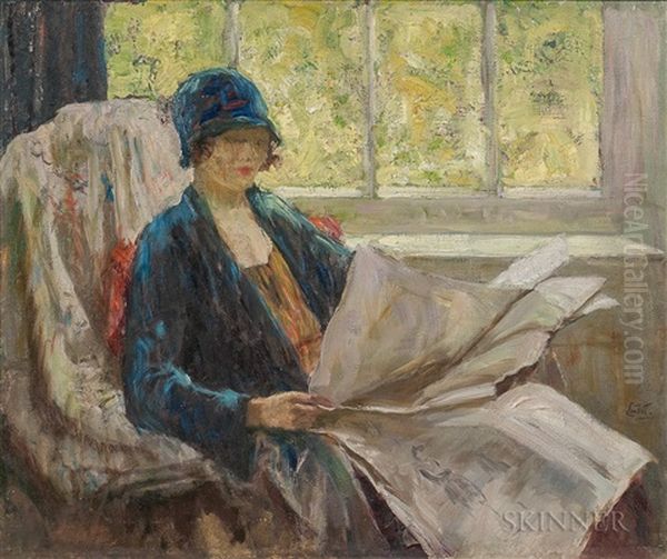 Elaine Reading Oil Painting by Edward Barnard Lintott