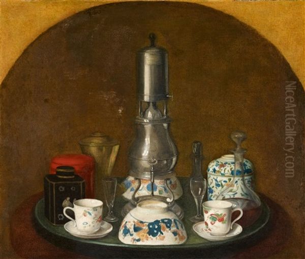 Coffee Service On A Tray Oil Painting by Etienne Liotard