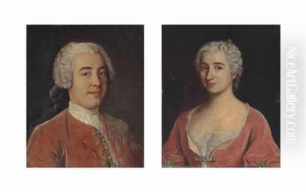 Portrait Of Pierre Philippe Cannac D'hauteville (1705-1785), Baron De Saint-legier-la Chiesaz; Portrait Of Anne-andrienne Huber (1704-1777) (pair) Oil Painting by Etienne Liotard