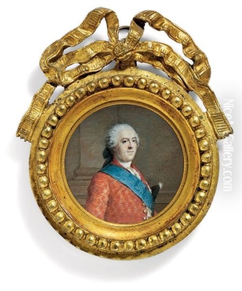King Louis Xv Of France In Red Coat With Gold Buttons Oil Painting by Etienne Liotard