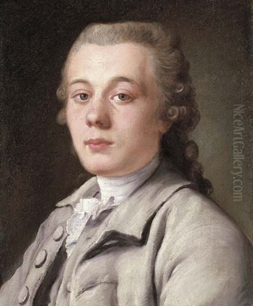 Portrait Of Gentleman, Bust-length, In A Grey Coat Oil Painting by Etienne Liotard