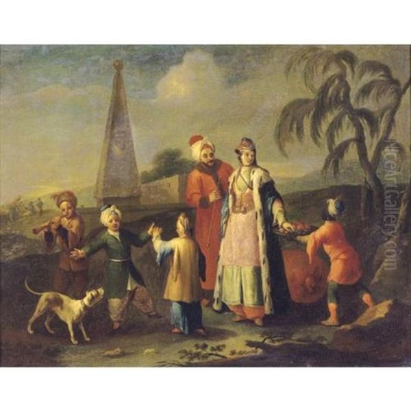 A European Family In The Levant Oil Painting by Etienne Liotard