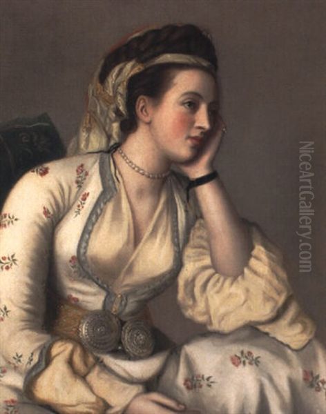 Portrait De Dame (mary Gunning, Comtesse De Coventry?) Oil Painting by Etienne Liotard