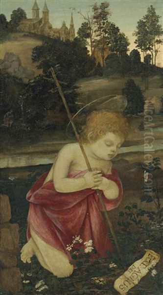 The Young Saint John The Baptist Praying In A Landscape Oil Painting by Filippino Lippi
