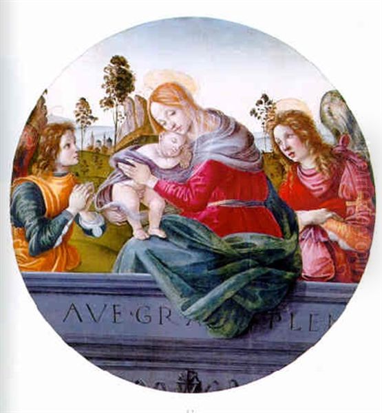 The Madonna And Child With Two Angels Oil Painting by Filippino Lippi
