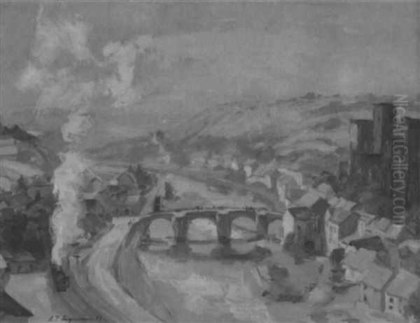 Sommerlicher Blick Auf Runkel An Der Lahn Von Schadek Aus Oil Painting by Karl Friedrich Lippmann