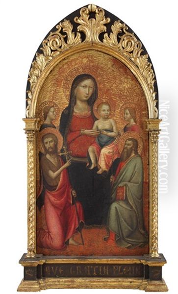 Madonna Mit Kind Zwischen Den Heiligen Johannes Der Taufer, Paulus Und Zwei Weiblichen Heiligen Oil Painting by Lippo D`Andrea