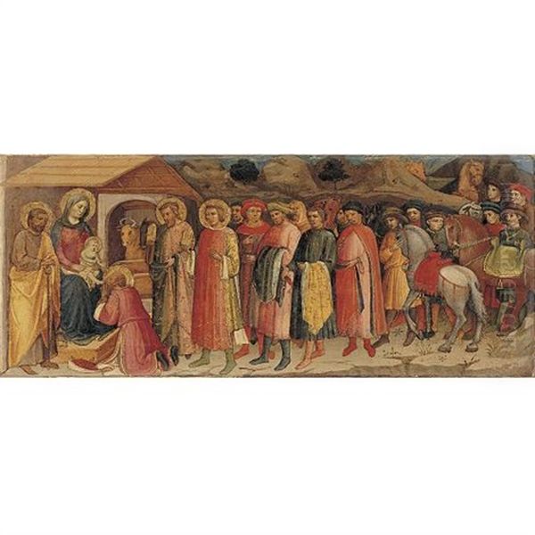 The Adoration Of The Magi (a Predella Of An Altarpiece) Oil Painting by Lippo D`Andrea