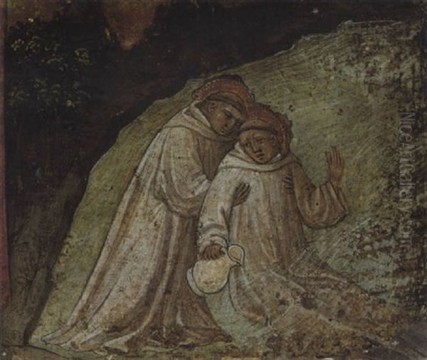 Saint Maurus Rescuing Saint Placidus From Drowning Oil Painting by Lippo D`Andrea