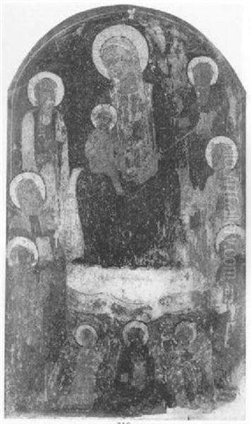 The Virgin And Child Enthroned With Saints Benedict, Mary Magdalene. Nicholas Of Tolentino... Oil Painting by Lippo D`Andrea