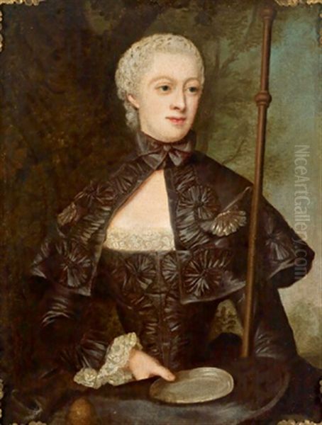 Bildnis Der Grafin Juliane Wilhelmine Von Bose, Geb. Grafin Zu Putbus, Als Pilgerin Mit Zinnteller Oil Painting by Christian Friedrich Reinhold Lisiewski