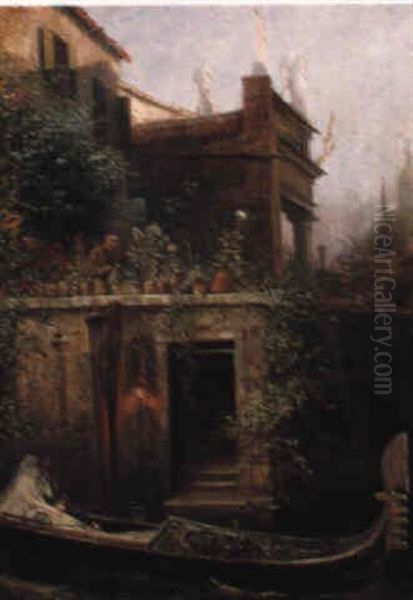 A Young Married Couple On A Gondola In Venice Oil Painting by Emanuel Liska