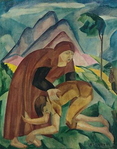 Die Vergebung (absolution) Oil Painting by Herrmann Lismann