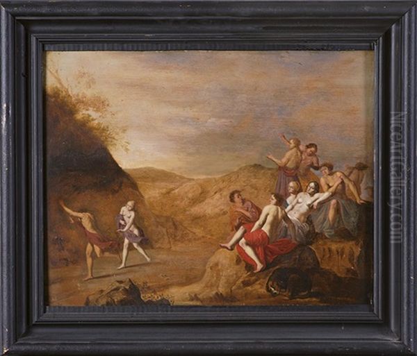 Mythologische Szene Mit Nymphen Oil Painting by Dirck Van Der Lisse
