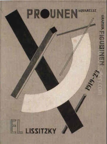 Design For Cover Of Exhibition Catalogue Proun, Hanover Oil Painting by Eliezer Markowich Lissitzky