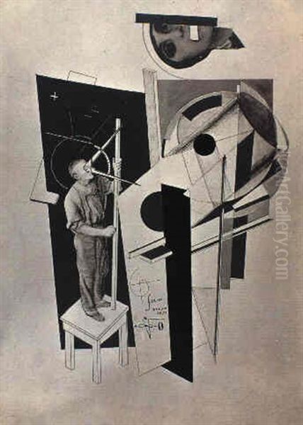 Vladimir Tatlin At Work, On The Monument Of The Third International Oil Painting by Eliezer Markowich Lissitzky