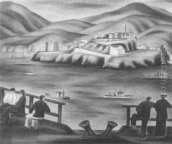 View Of Alcatraz Oil Painting by Hugh Warwick Littlejohn