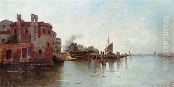 Italienische Kustenlandschaft Oil Painting by Leontine (Lea) von Littrow