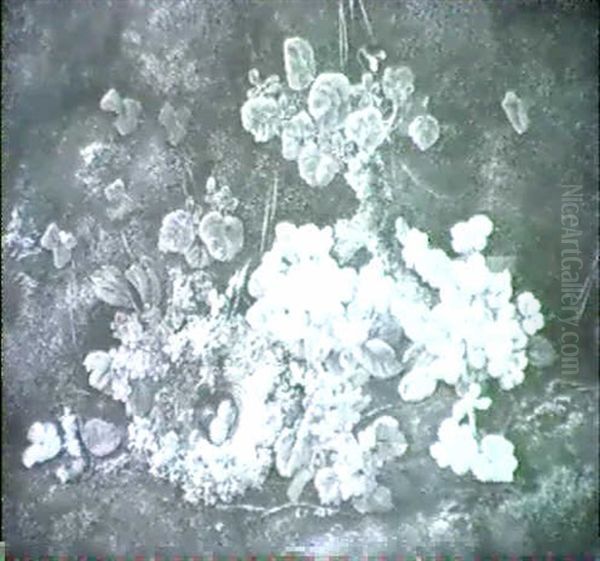 Still Life With Nest, Flowers And Fruit Oil Painting by Henry John Livens