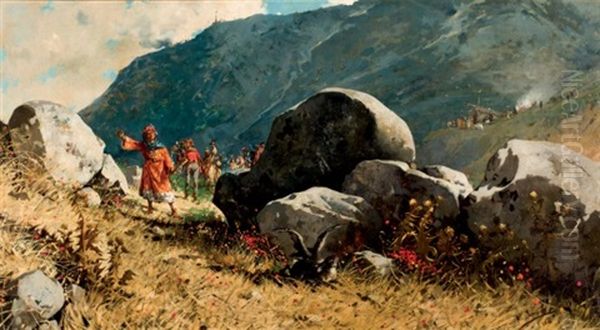 Cazando Con Cetreria Oil Painting by Angel Lizcano Y Monedero