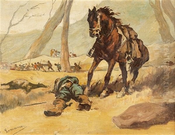 Escena De Combate Oil Painting by Angel Lizcano Y Monedero