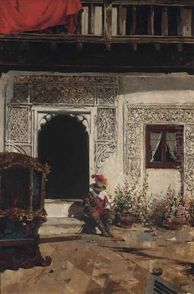 A Sleeping Sentry Oil Painting by Angel Lizcano Y Monedero