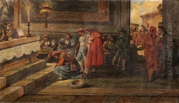 La Oracion De Los Toreros Oil Painting by Angel Lizcano Y Monedero