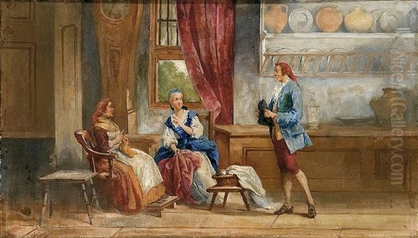 El Cortejo Oil Painting by Angel Lizcano Y Monedero