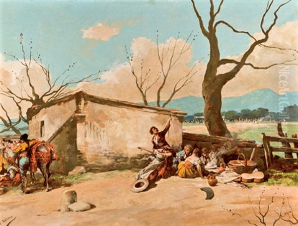 A La Puerta De La Venta Oil Painting by Angel Lizcano Y Monedero