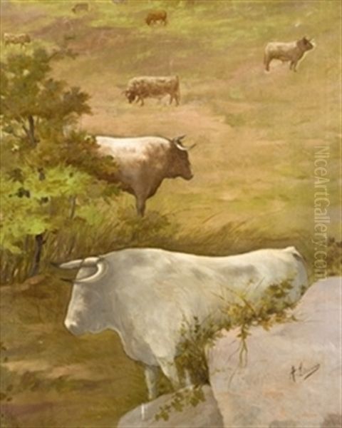 Ganaderia Oil Painting by Angel Lizcano Y Monedero