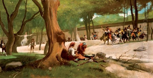 Fiesta Campestre Oil Painting by Angel Lizcano Y Monedero