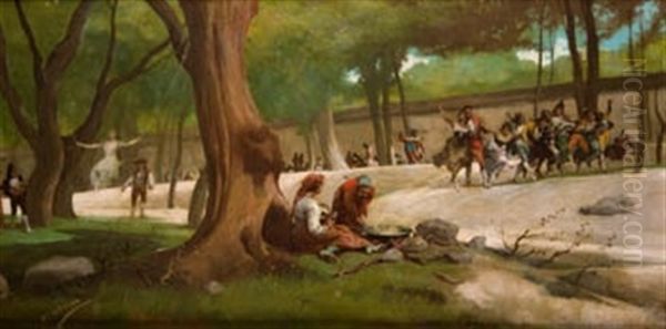 En La Casa De Campo Oil Painting by Angel Lizcano Y Monedero