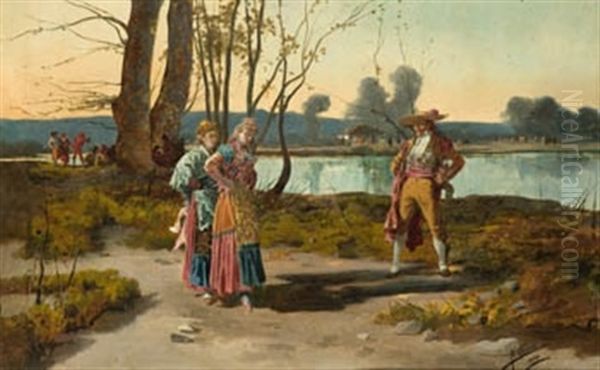 Estanque De La Casa De Campo Oil Painting by Angel Lizcano Y Monedero