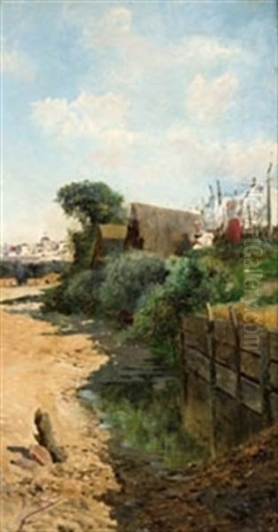 Lavanderas En El Manzanares Oil Painting by Angel Lizcano Y Monedero