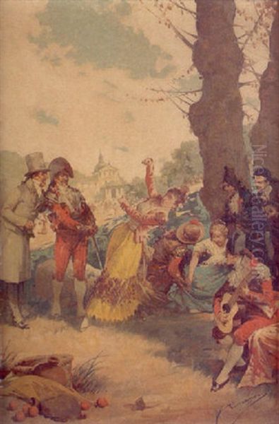 Escena Galante En San Antonio De La Florida Oil Painting by Angel Lizcano Y Monedero