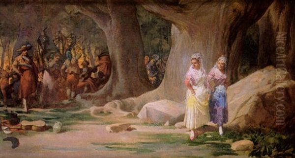 La Romeria Oil Painting by Angel Lizcano Y Monedero