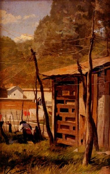 Labores Del Pueblo Oil Painting by Angel Lizcano Y Monedero